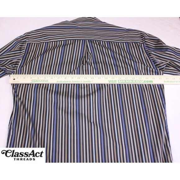 Zanella Mens Shirt Multi Color Striped Button Down Cotton Modern Point Italy M - Picture 5 of 8